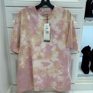 John Elliott Pink and Cream Tie-Dye Short Sleeve Tee